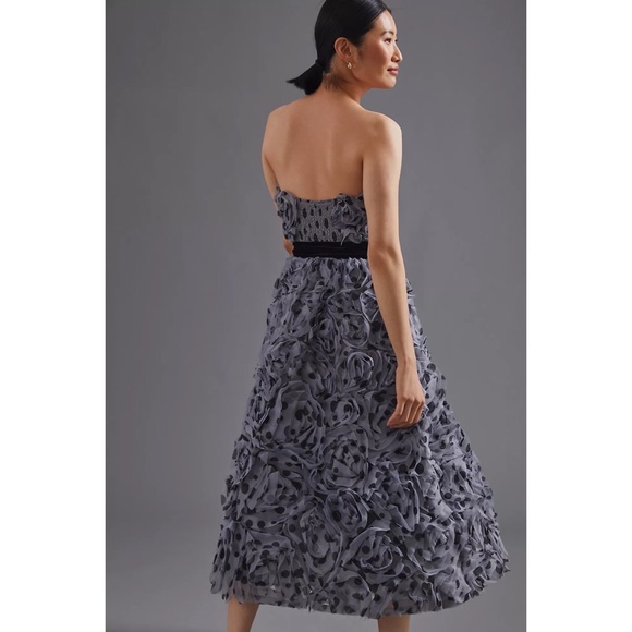 Anthropologie Appliqued Tulle Strapless Midi Dress - Picture 4 of 4